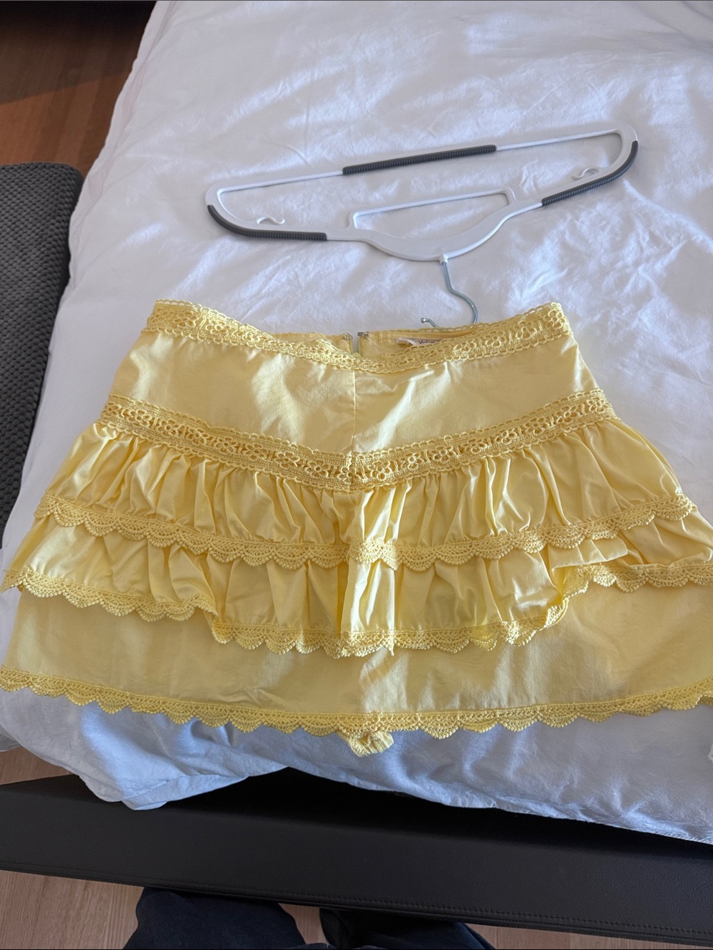 Yellow Tiered Ruffle Mini Skirt